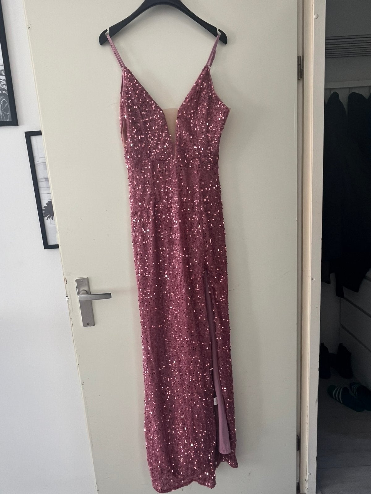 Roze glitter jurk, Ophalen of Verzenden, Zo goed als nieuw, Roze, Overige typen