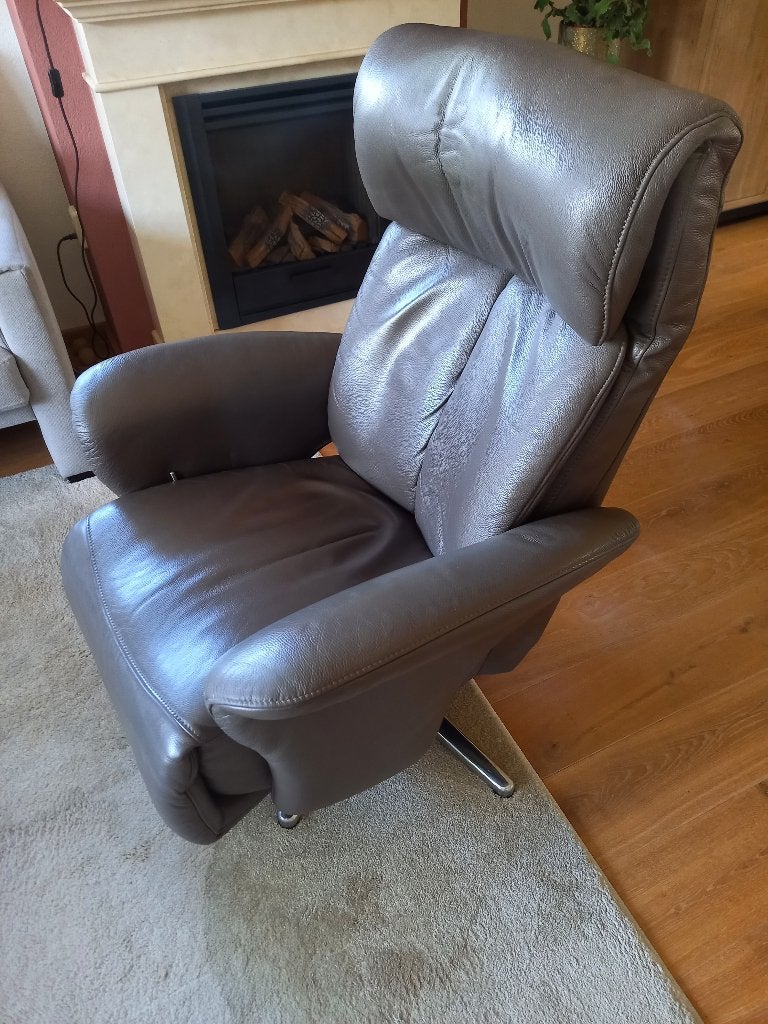 Leren Relax fauteuil, Ophalen, Gebruikt, 50 tot 75 cm, Leer
