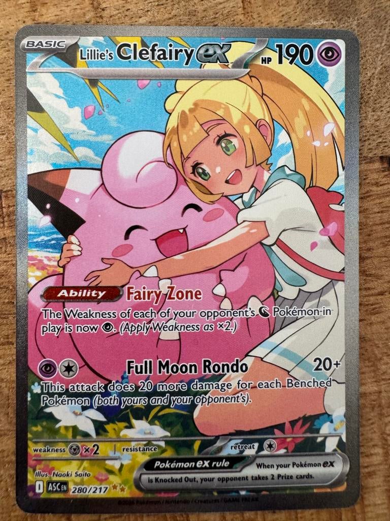 Lillie's Clefairy ex Pokémon kaart 280/217, Ophalen of Verzenden, Zo goed als nieuw, Losse kaart, Foil