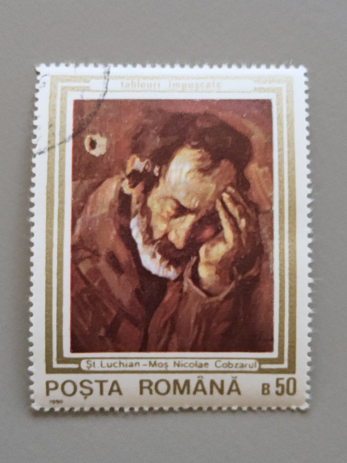 Roemeense postzegel 1990 - Șt. Luchian Moș Nicolae Cobzarul, Verzenden, Overige landen, Gestempeld