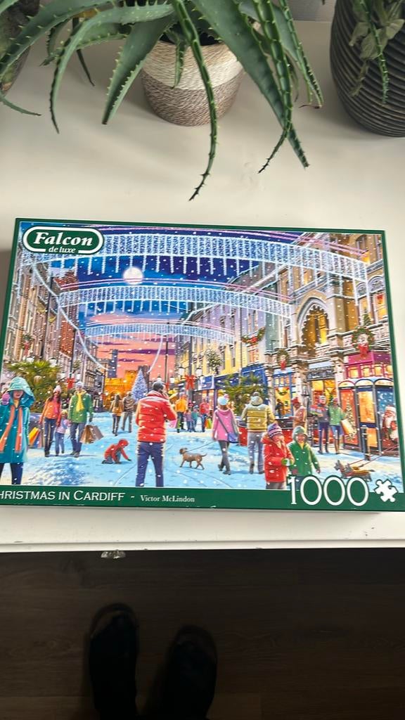 Falcon de luxe Legpuzzel Kerst in Cardiff 1000 stukjes, Ophalen of Verzenden, 500 t/m 1500 stukjes, Zo goed als nieuw, Legpuzzel