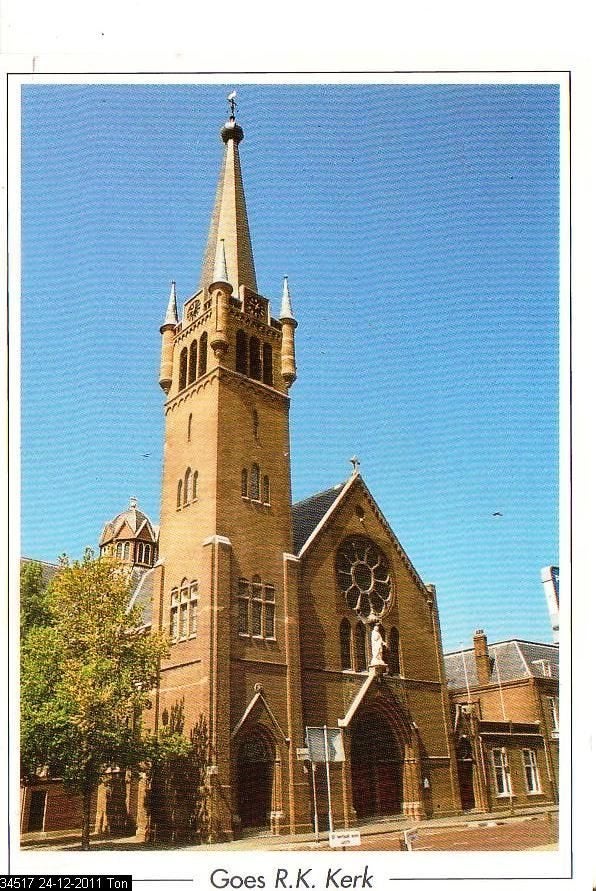 Ansichtkaart 	Goes	RK Kerk	Heilige Maria Magdalenakerk, Verzamelen, Ansichtkaarten | Nederland, Verzenden, 1960 tot 1980, Gelopen
