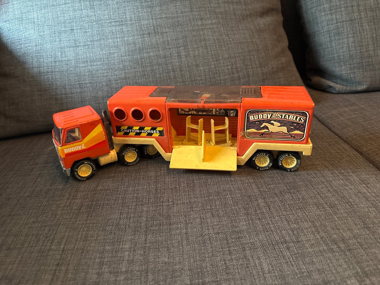 Vintage Buddy L Paardenvrachtwagen - Buddy L Stables, Ophalen of Verzenden, Gebruikt
