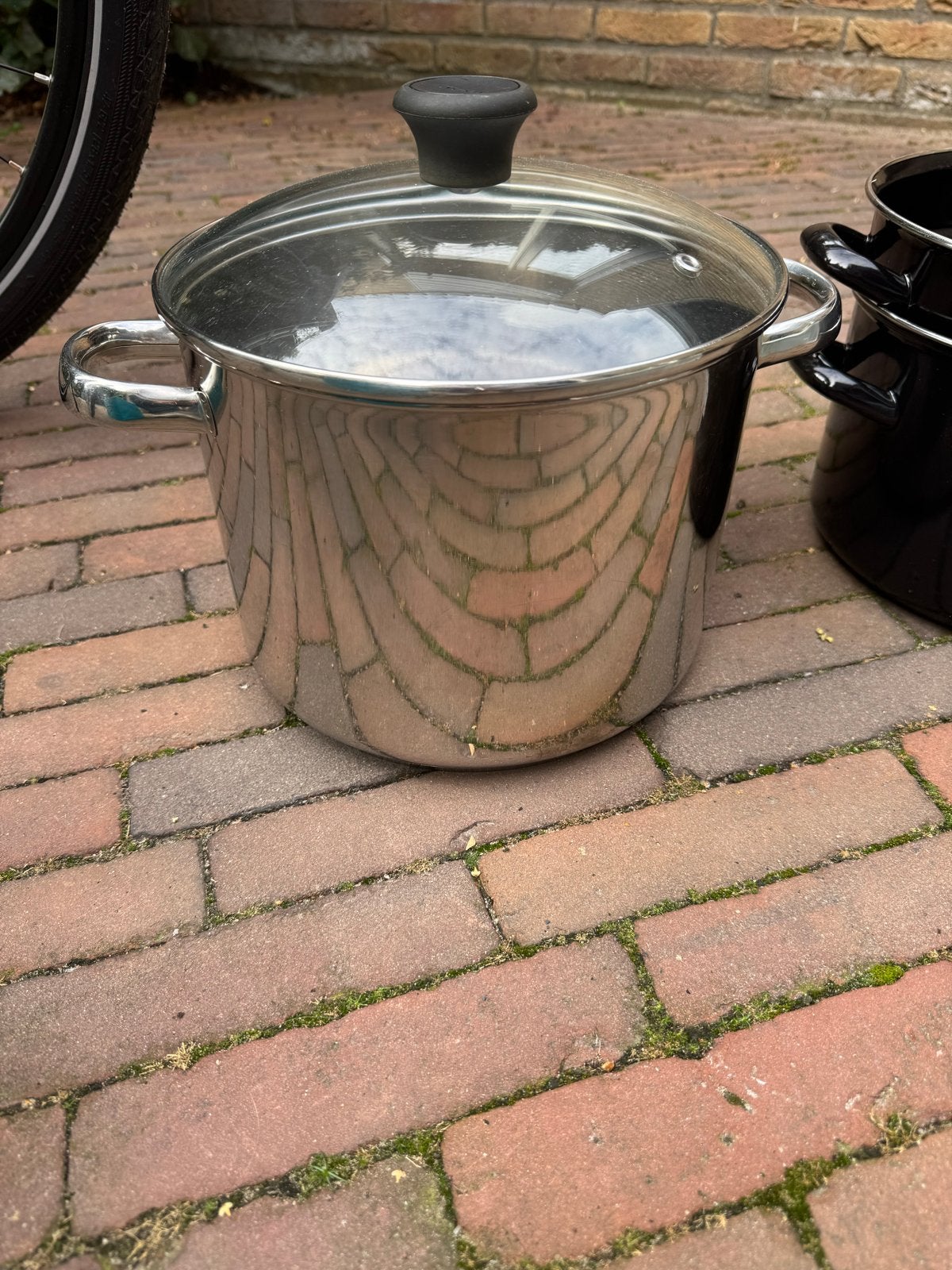 Grote RVS Kookpan met Glazen Deksel, Ophalen, Gebruikt, Met deksel, Rvs