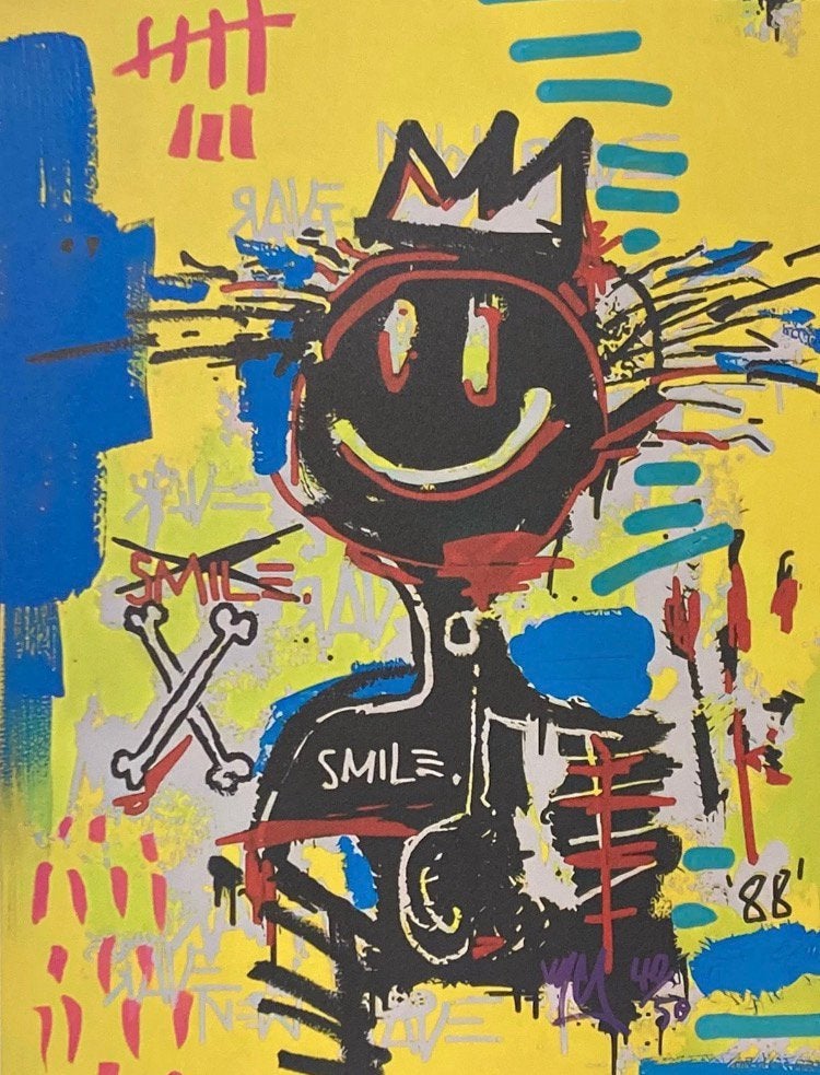J-M BASQUIAT : XXL-lithografie. Wordt geleverd met lijst., Ophalen of Verzenden