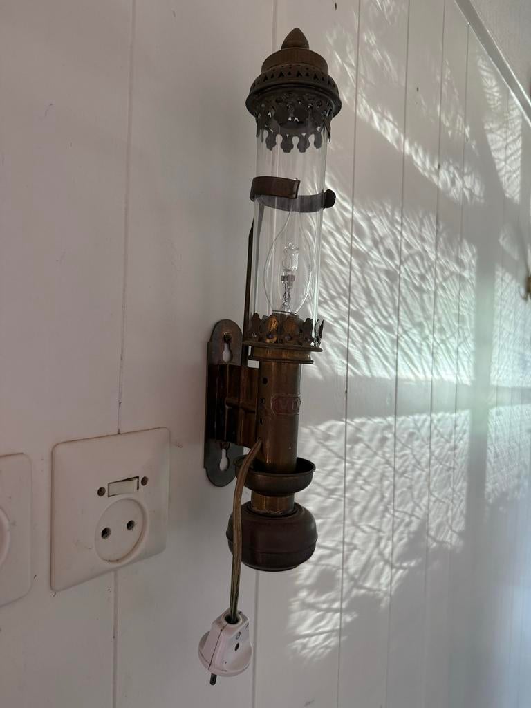 Antieke koperen wandlamp - Vintage stijl, Ophalen