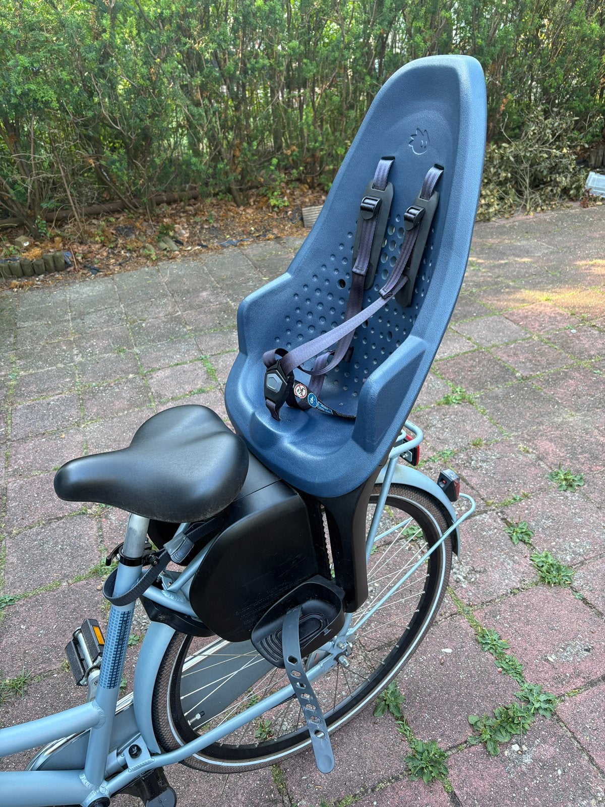 Fietsstoeltje Thule Yepp 2 Maxi Achter - bagagedrager blauw, Achterzitje, Ophalen, 15 t/m 25 kg, Gebruikt