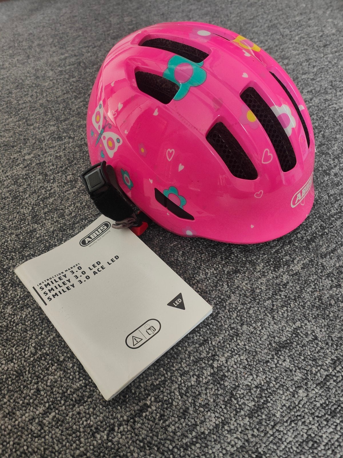 ABUS Smiley 3.0 Kinderfietshelm Roze (50-55cm), Ophalen, Meisje, Overige maten, Zo goed als nieuw
