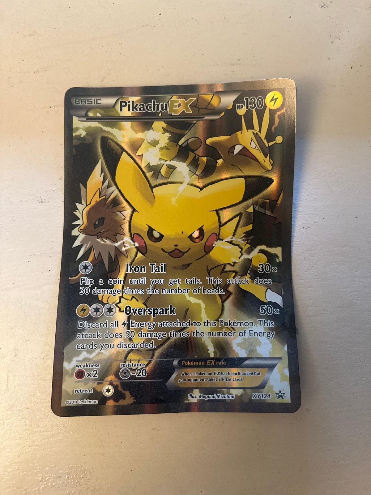 Pikachu EX Generations Grote Kaart  XY124, Ophalen of Verzenden, Gebruikt, Losse kaart, Foil