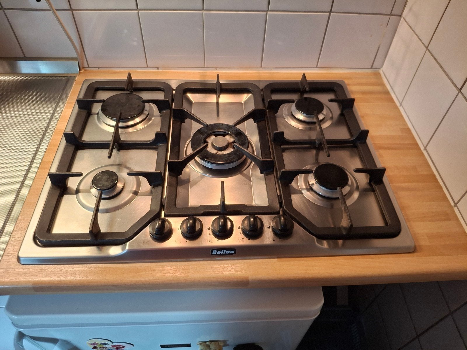 5 pits inbouw kookplaat gas 75.00, Ophalen, Gebruikt, Minder dan 85 cm, 60 cm of meer