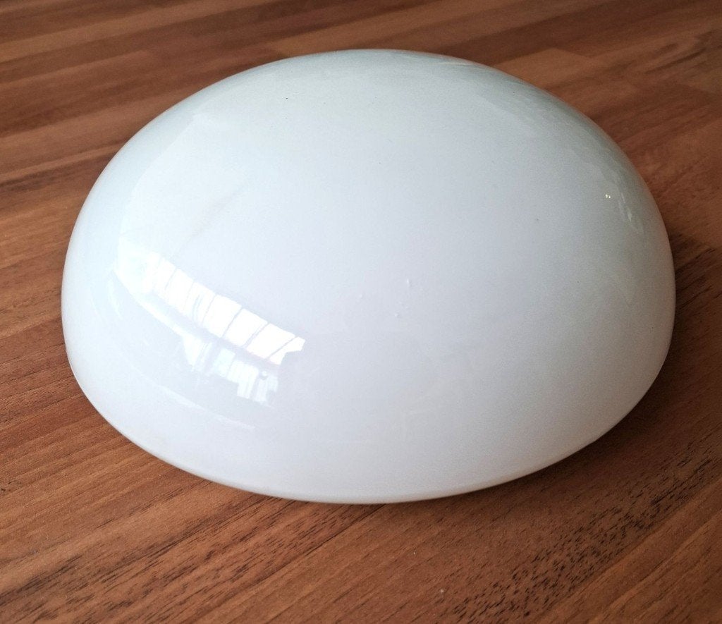Witte metaal/glazen plafonlamp te koop, Huis en Inrichting, Lampen | Plafondlampen, Ophalen of Verzenden, Zo goed als nieuw, Glas