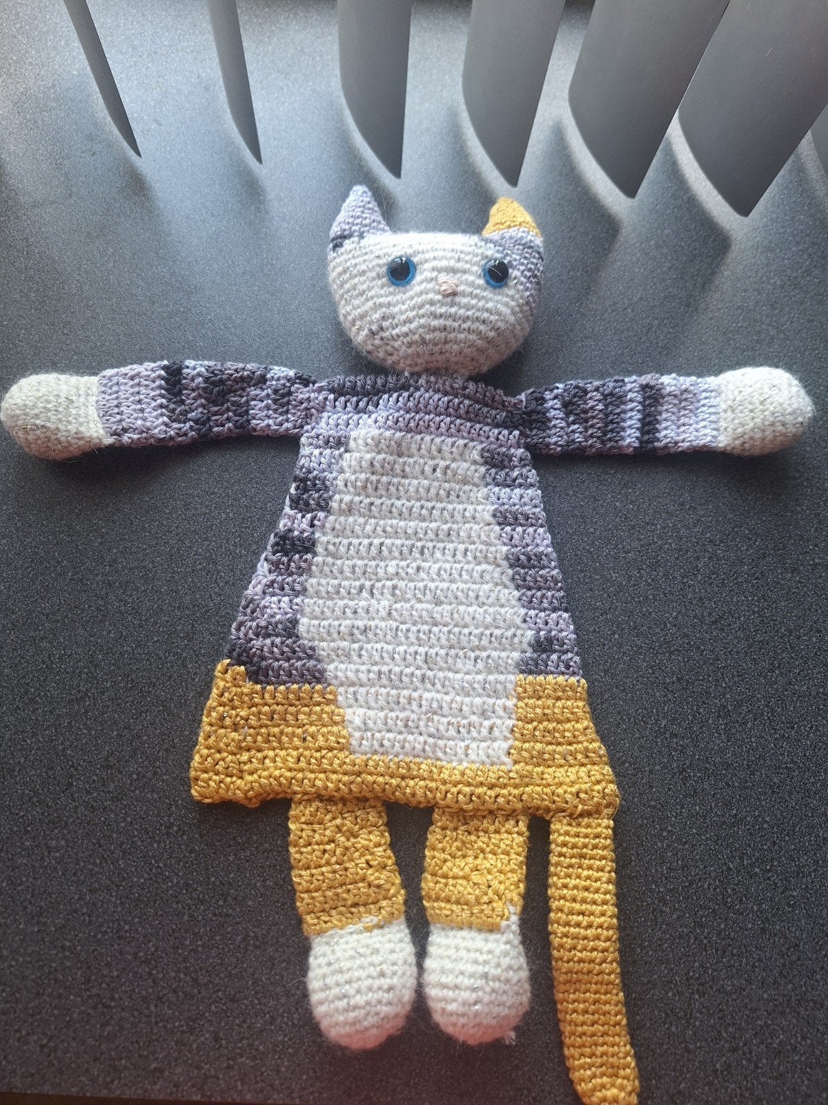Gehaakt Kat Knuffeldoekje - Handgemaakt en Uniek, Overige merken, Nieuw, Meerkleurig, Klein (minder dan 20 cm)