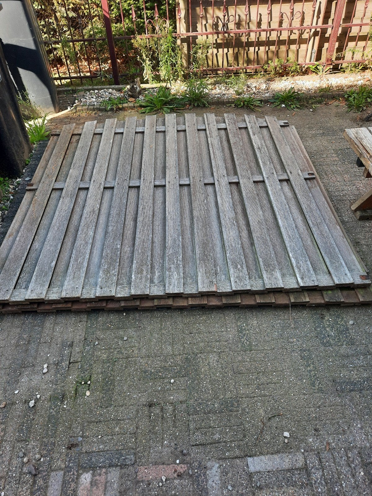 schuttingschermen hardhout 3,5 stuks, Ophalen, Gebruikt, Hout