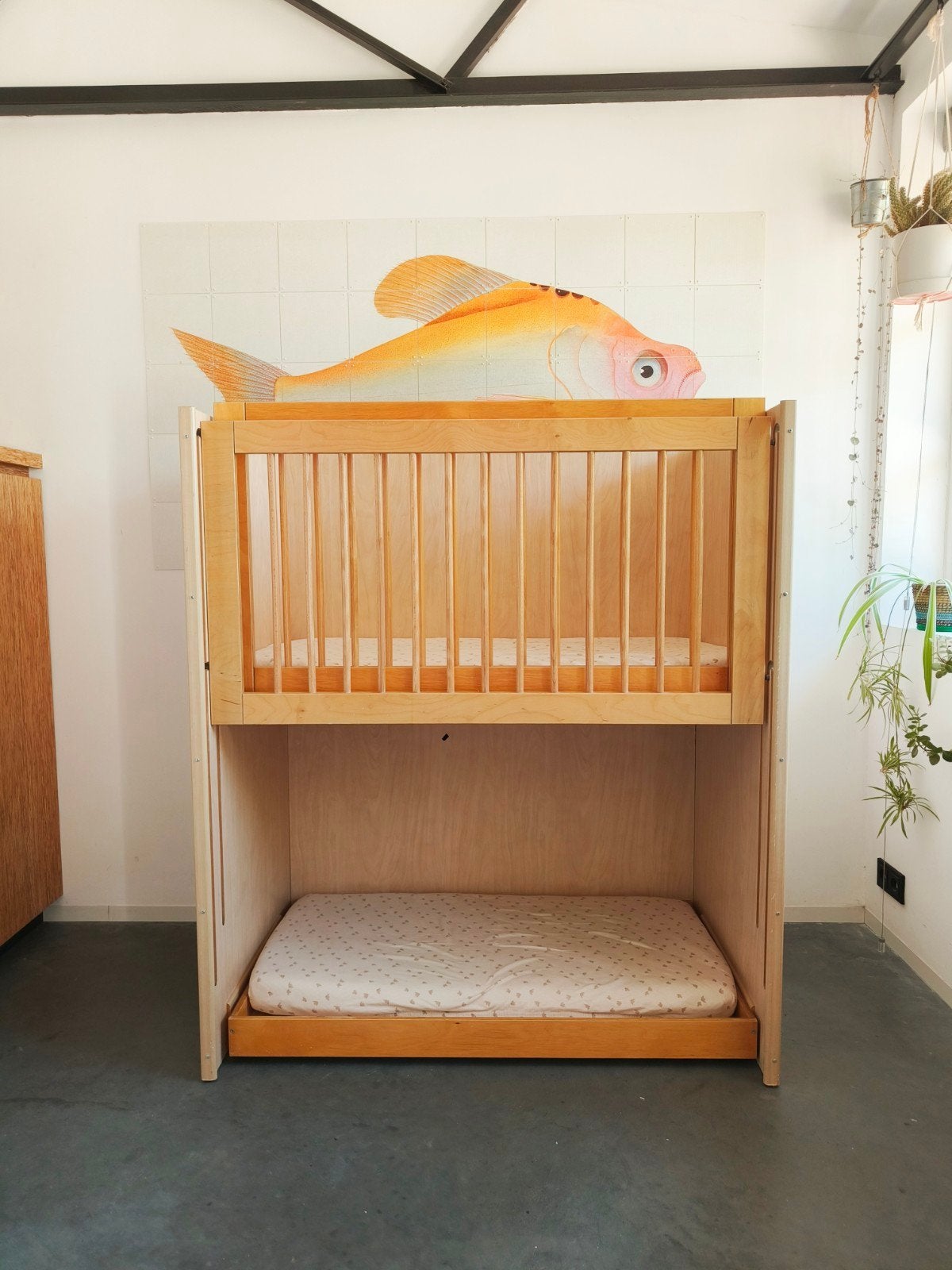 ZGAN robuust houten DUO slaper / stapelbed, Ophalen, Zo goed als nieuw, Stapelbed
