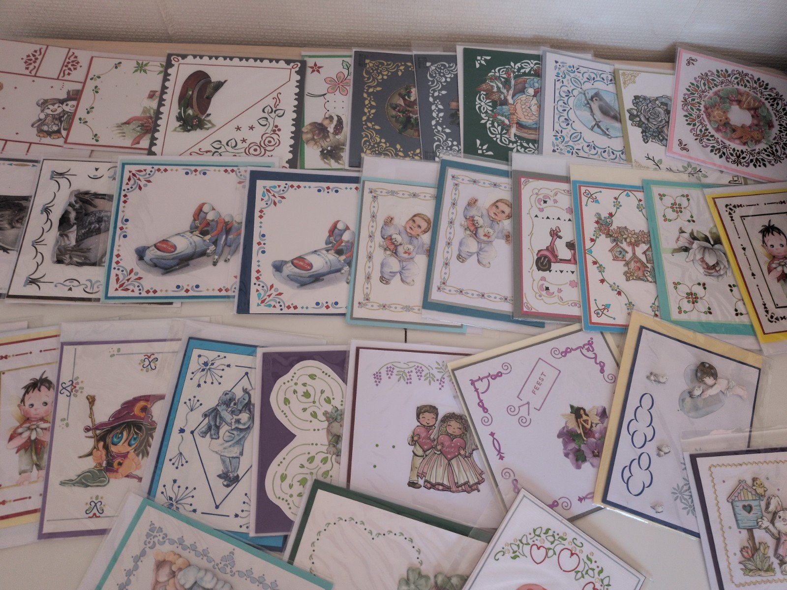 handgemaakte wenskaarten dot and do 32 stuks, Ophalen of Verzenden