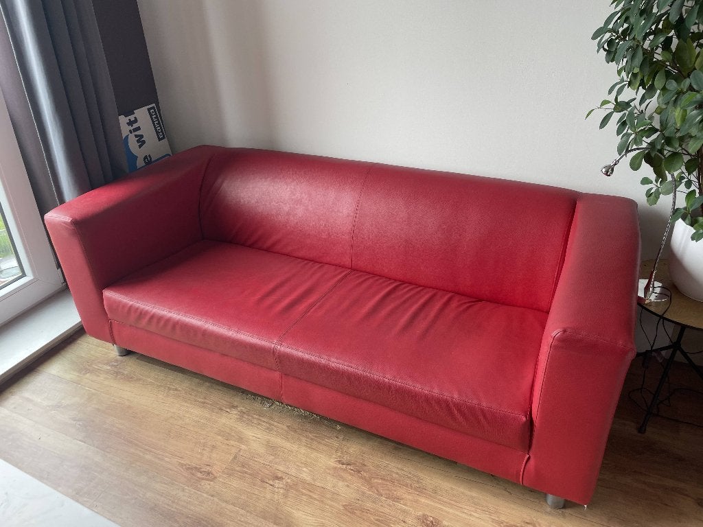 KLIPPAN bank rood, Ophalen, Gebruikt, 150 tot 200 cm, Tweepersoons