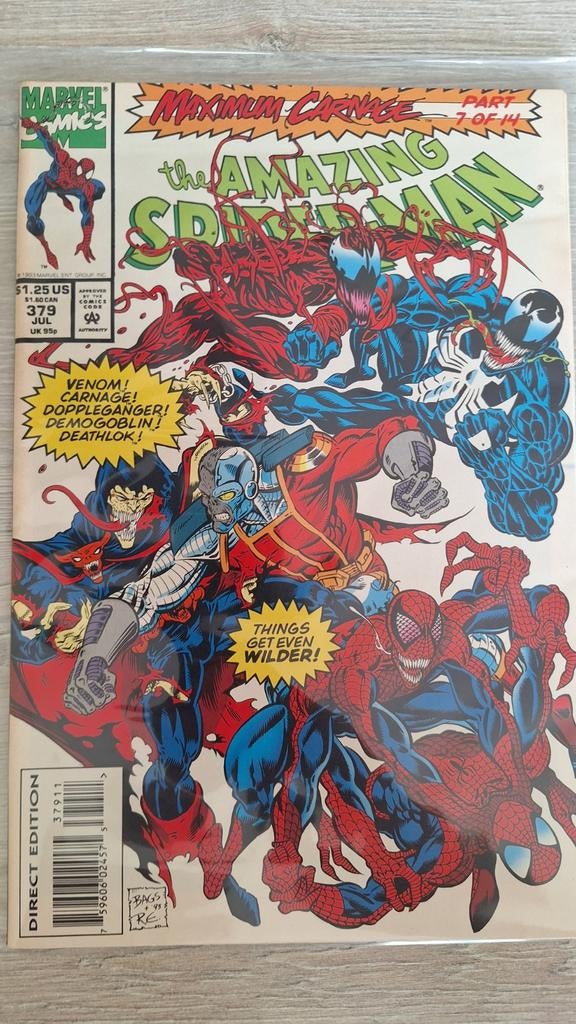 Amazing Spider-Man #379 - Maximum Carnage Part 7, Eén comic, Ophalen of Verzenden, Zo goed als nieuw, Amerika