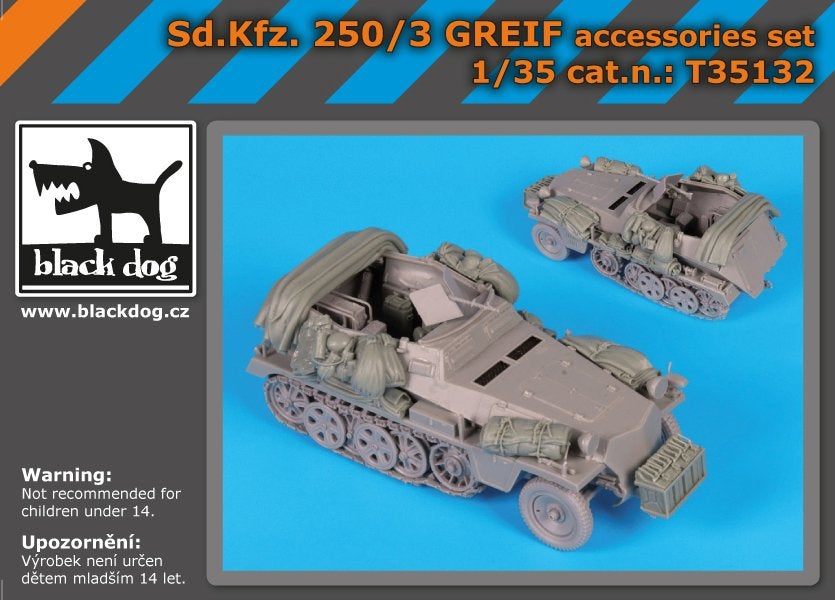 H-733,BLACK DOG 1-35,NO,T35132,Sd.Kfz 250/3 Greif,Accessorie, Overige merken, 1:32 tot 1:50, Overige typen, Nieuw