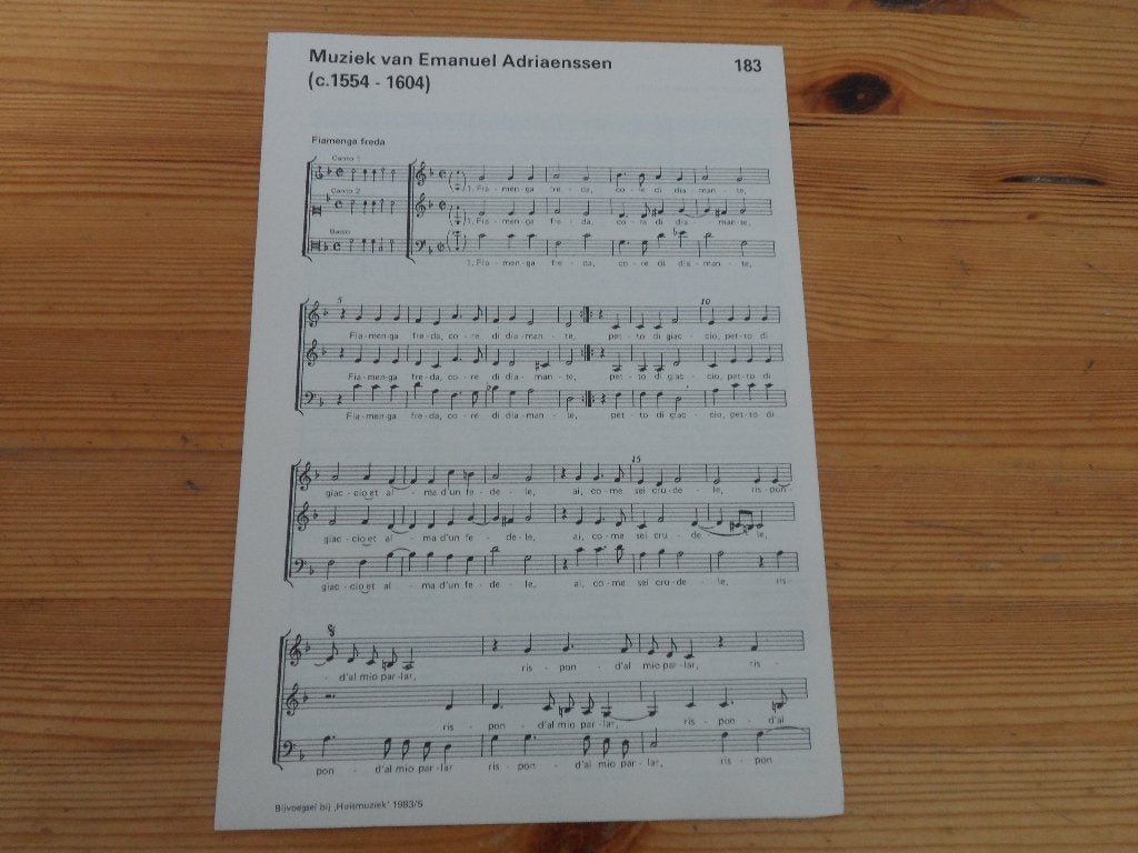 Muziek van emanuel adriaenssen, Gebruikt, Ophalen of Verzenden, Koor, Artiest of Componist
