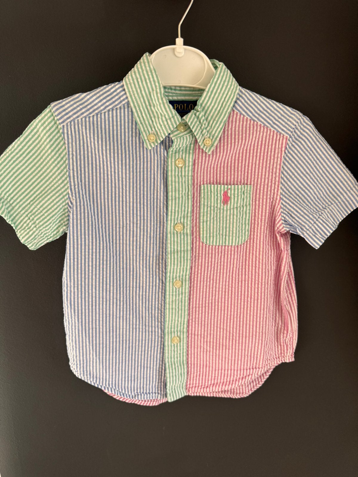 Ralf Lauren blouse korte mouw, Ophalen of Verzenden, Zo goed als nieuw, Jongetje, Overhemdje of Bloesje