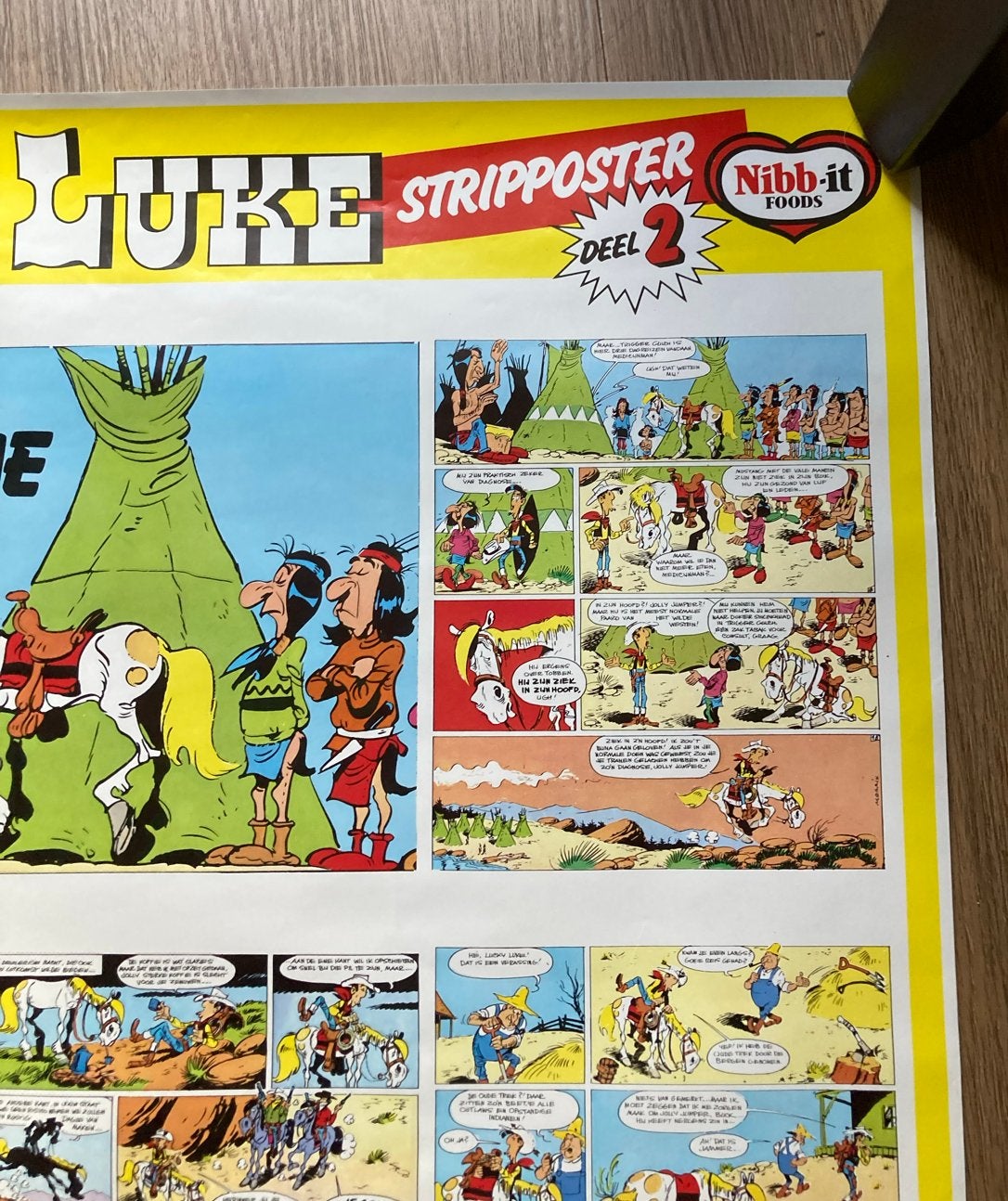 Lucky Luke Stripposter Deel 2 - Het Eenzame Paard 1985, Ophalen of Verzenden, A1 t/m A3, Overige onderwerpen, Rechthoekig Staand