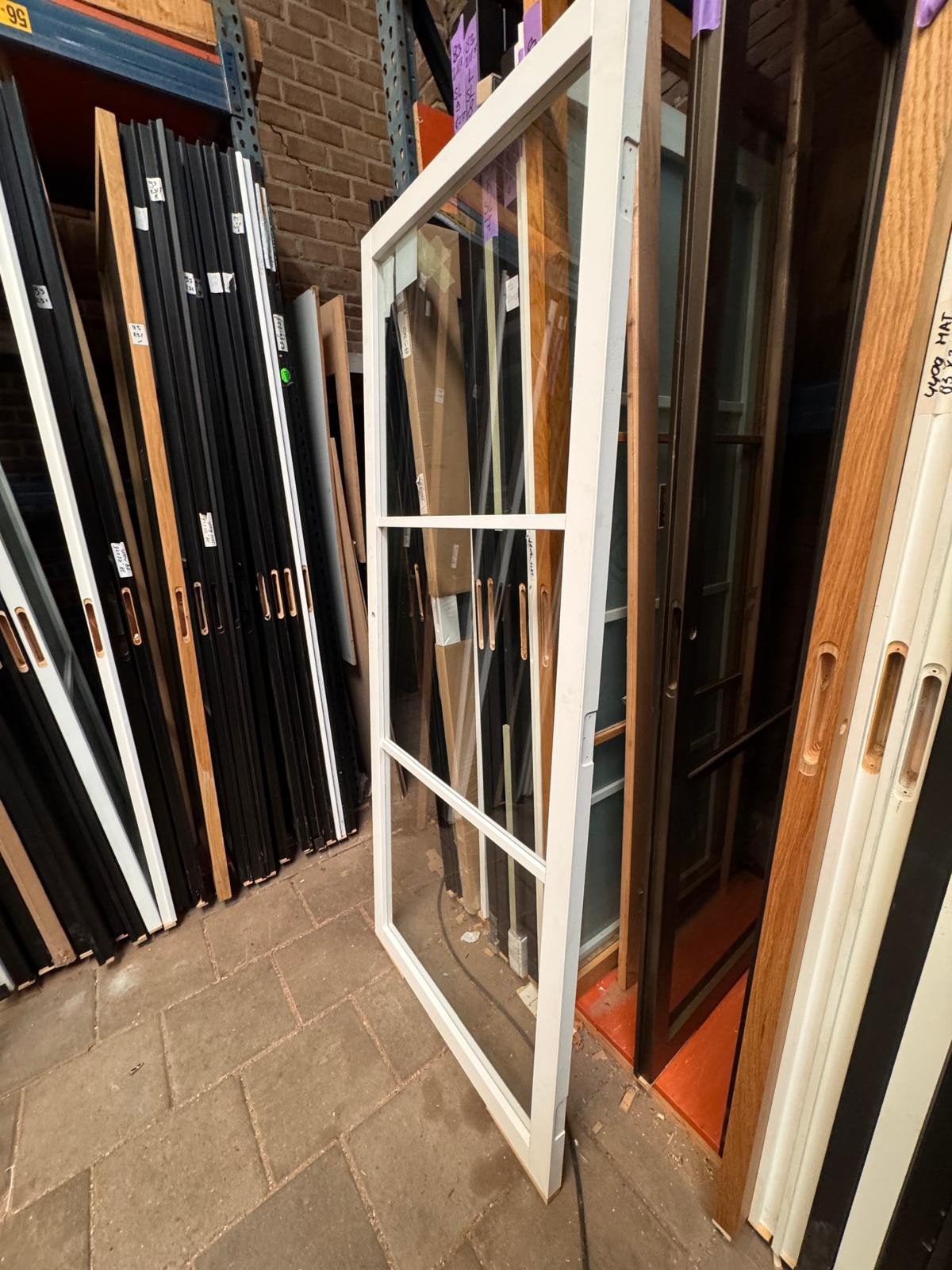 83x198cm binnendeur stomp links staallook wit SL10, Ophalen, Binnendeur, Nieuw, Glas