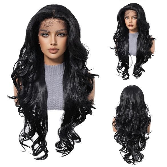 Mono top swiss lace pruik lang zwart haar model Monique, Ophalen of Verzenden, Nieuw, Pruik of Haarverlenging