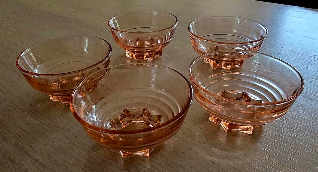 Vintage bowlglaasjes, rose persglas, Ophalen of Verzenden