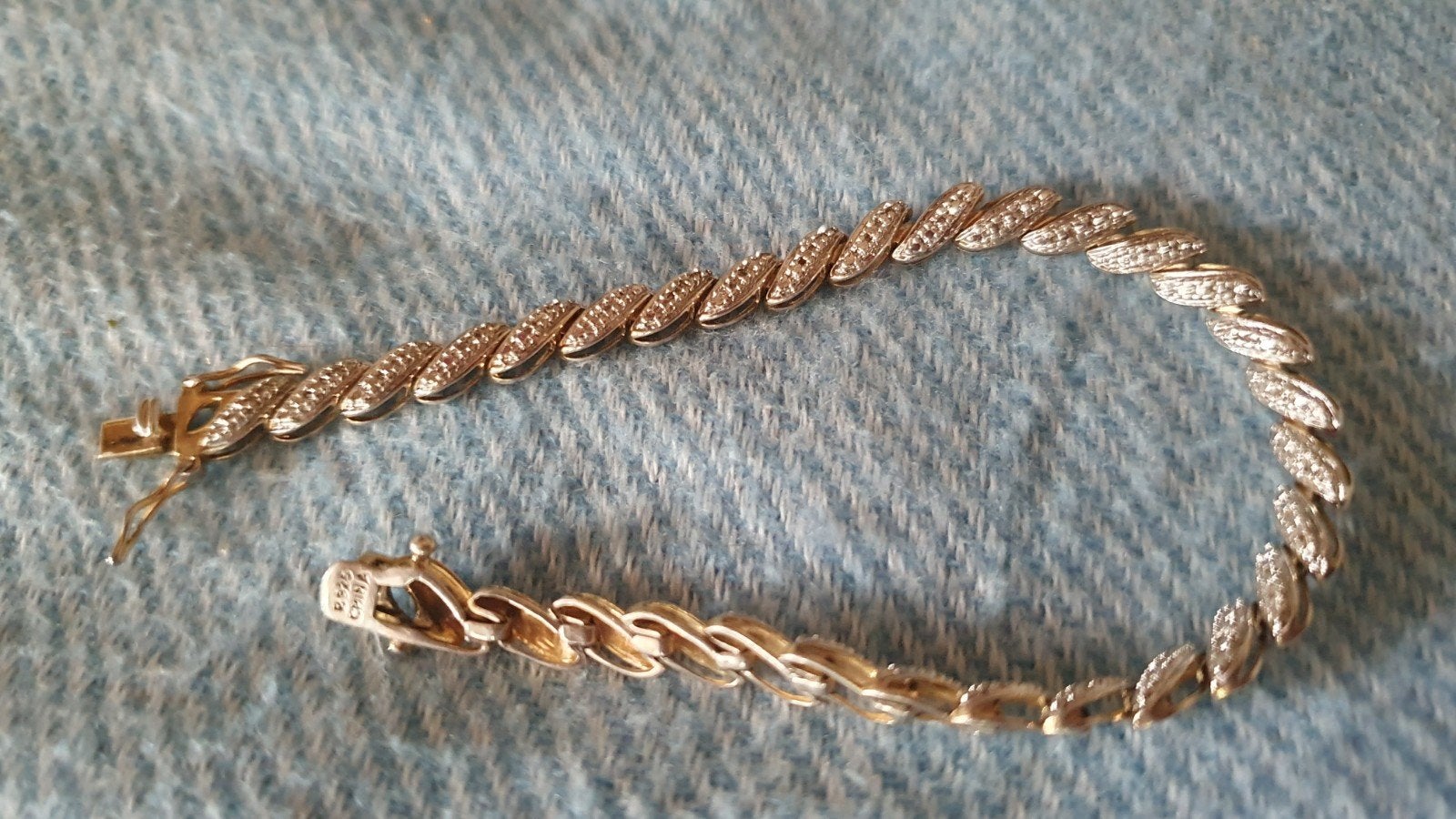tennisarmband goud op zilver., Verzenden, Zo goed als nieuw, Goud, Goud