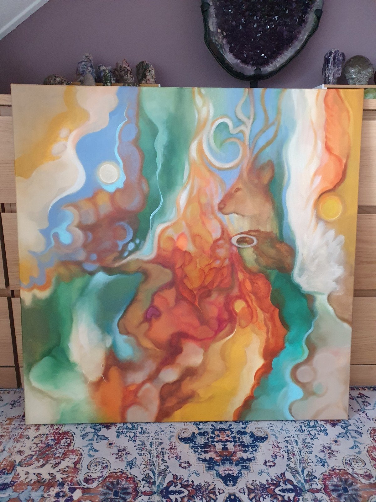 Acrylverf schilderij 80x80cm Intuitief abstract, Ophalen