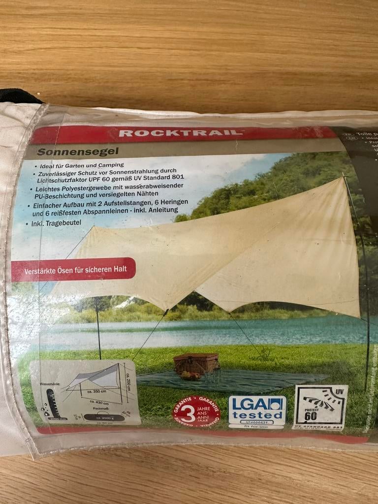 Zonnescherm zonnedoek schaduwdoek met palen 4,3m x 3,5 m, Ophalen of Verzenden, Zo goed als nieuw