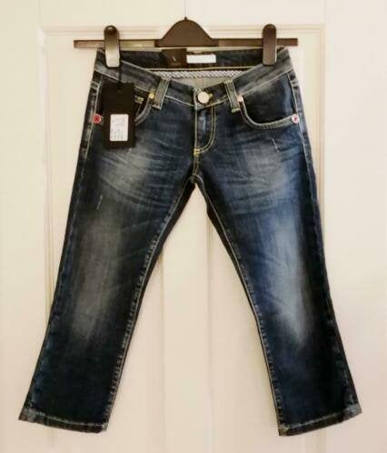 Kocca nieuwe 3/4 (capri) jeans donker blauw + goud 26 34765, Kocca, Blauw, ., Kocca