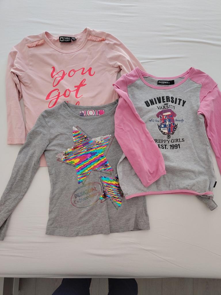 3 leuke longsleeves: Desigual, Noppies en Tumble 'n Dry, Kinderen en Baby's, Kinderkleding | Maat 110, Gebruikt, Desigual, Meisje