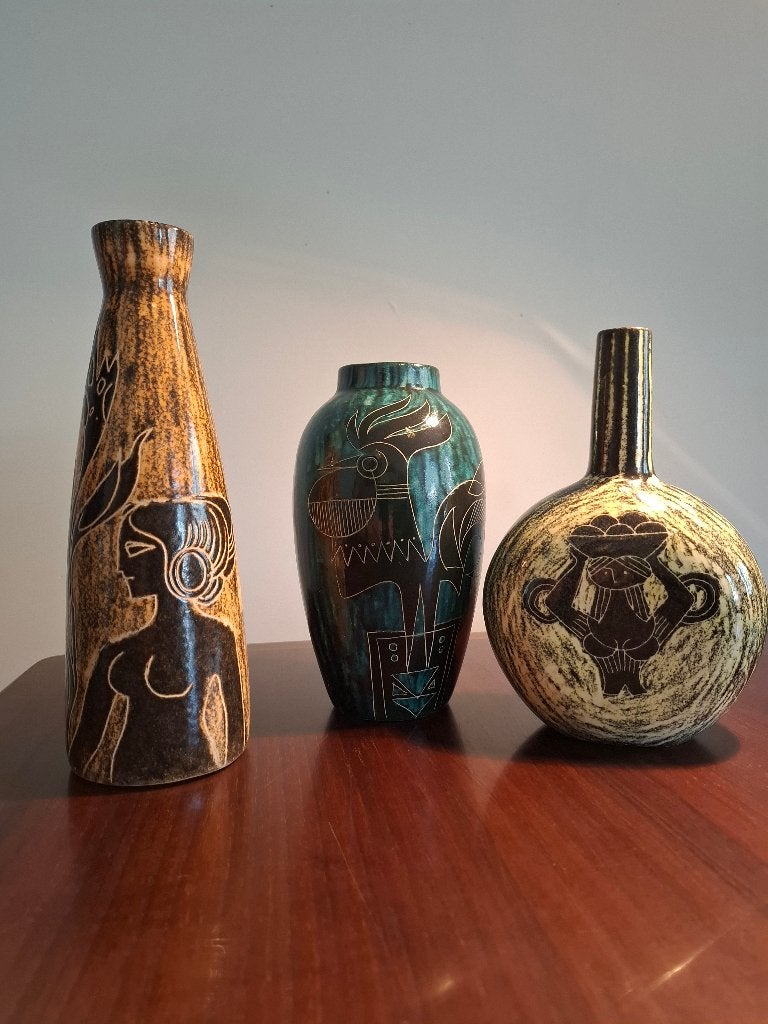 Drie vaasjes van pottenbakkerij de Gats (Valkenburg), Ophalen of Verzenden