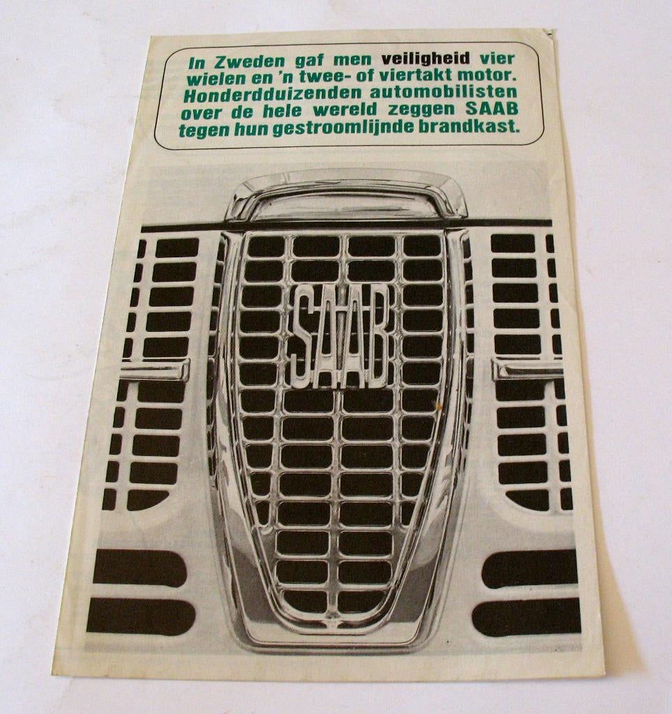 Autofolder klein foldertje Saab 96 veiligheid oud ca 1966