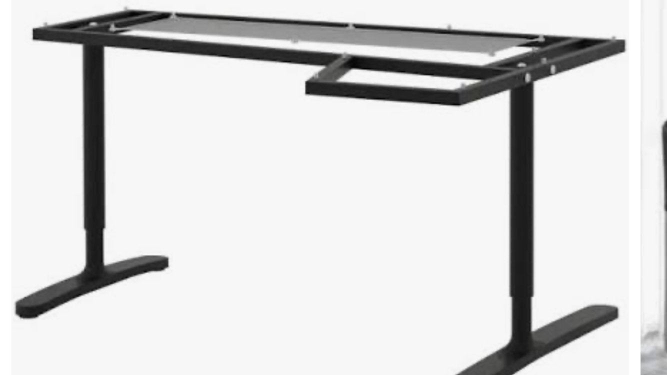 IKEA Bekant hoekbureau onderstel, zwart, in hoogte verstelba, Ophalen, Zwart, Metaal, Hoekbureau