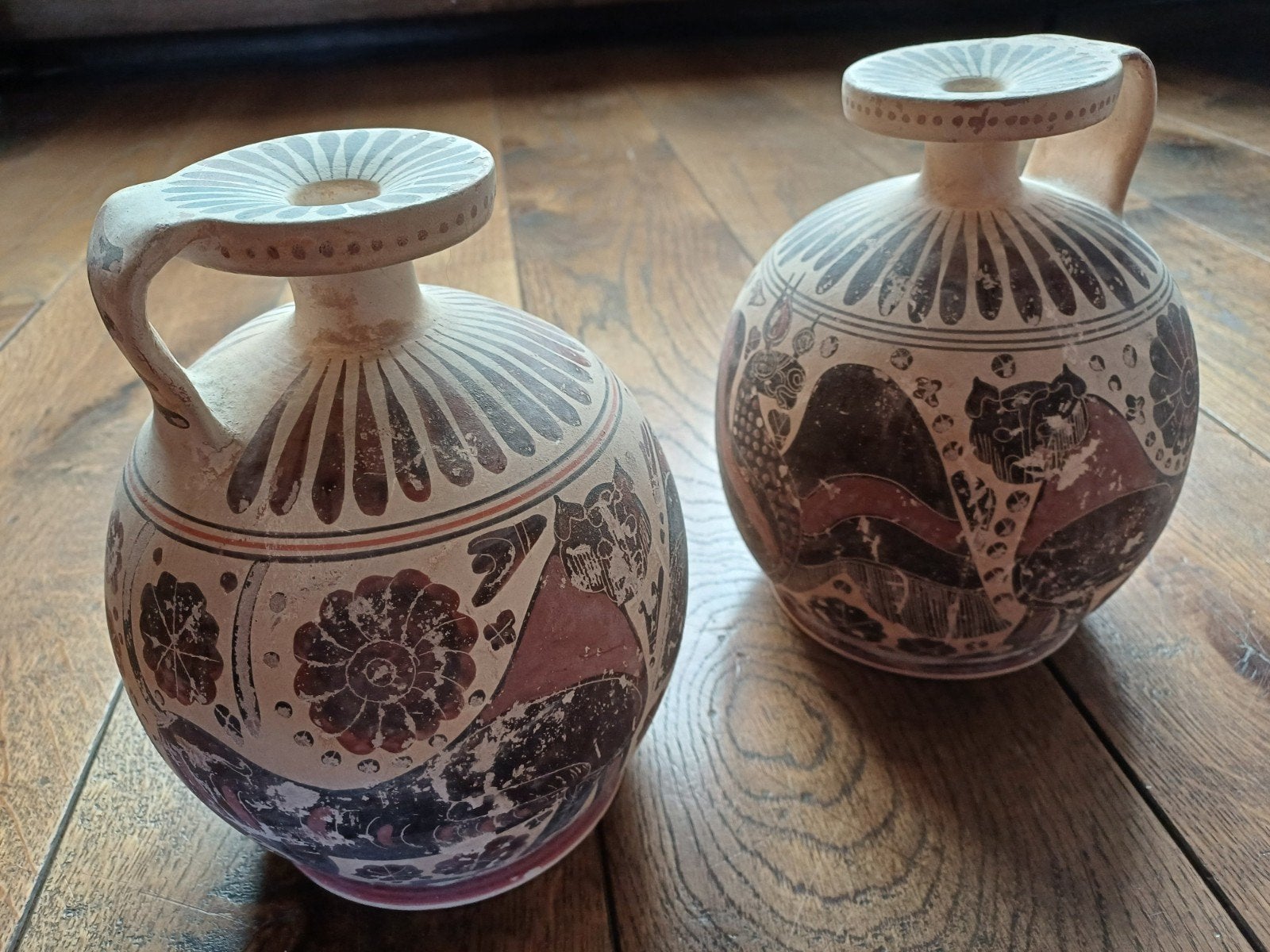 Set van 2 antieke Griekse Aryballoi vazen, Antiek en Kunst, Antiek | Vazen, Ophalen