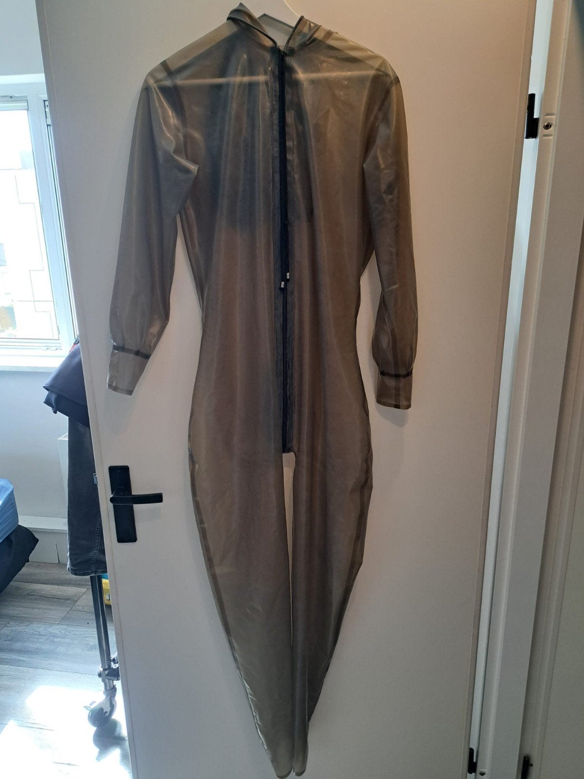 Latex trainingspak catsuit met capuchon, Verzenden, Zo goed als nieuw