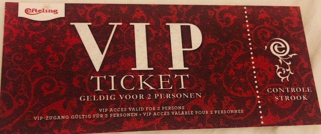 Vip kaartje Efteling voor 2 personen, Tickets en Kaartjes, Twee personen, Ticket of Toegangskaart