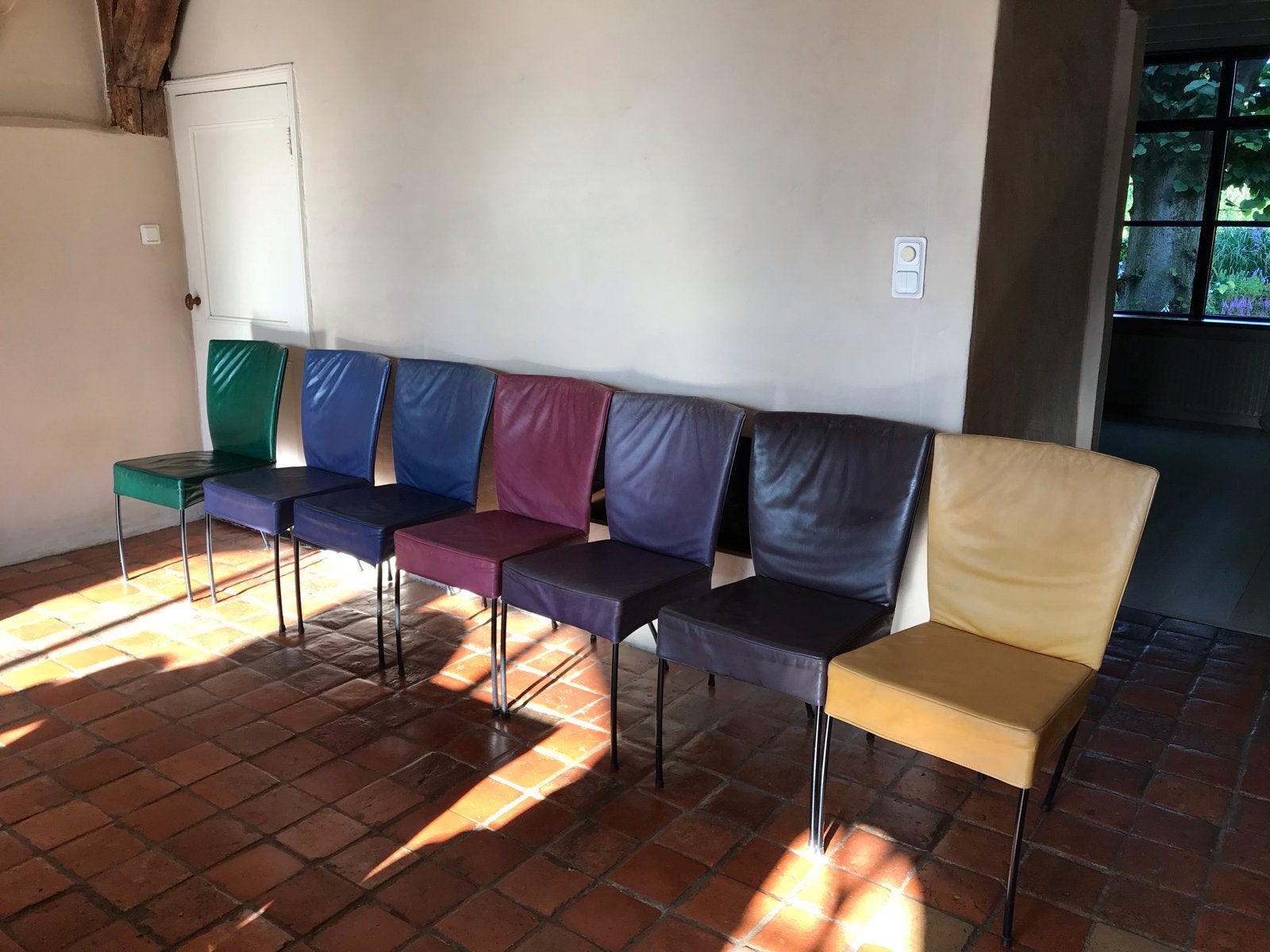 6 Montis Spica stoelen met originele bekleding, Ophalen