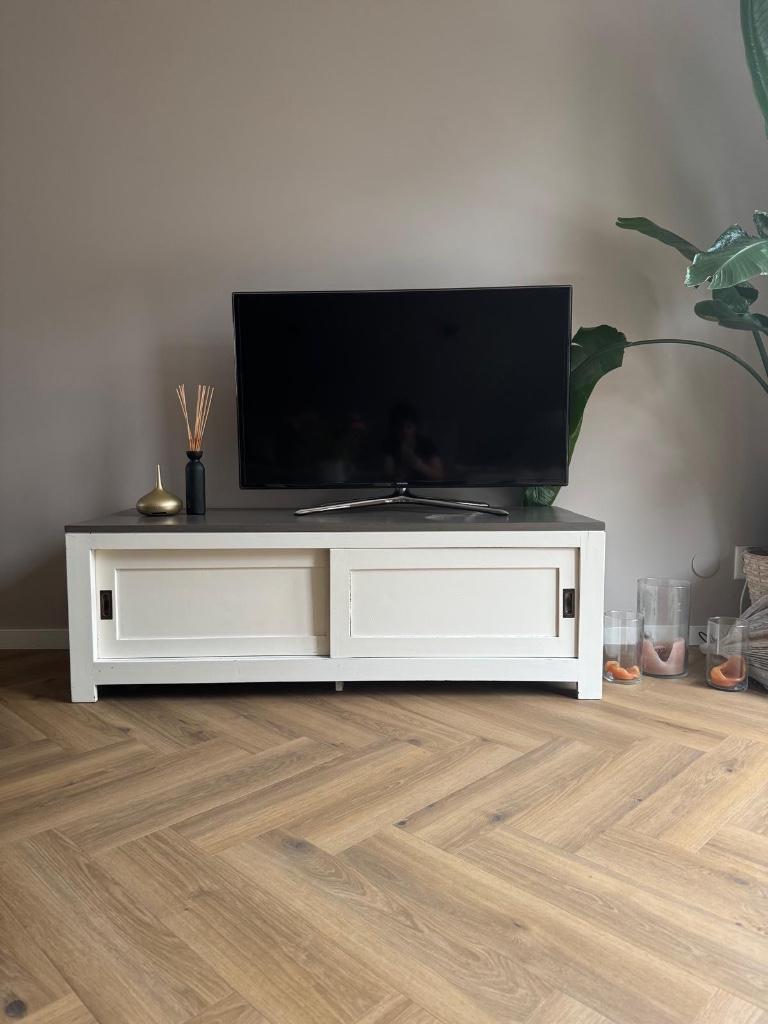 Set eettafel, salontafel en tv meubel, Ophalen, Gebruikt, Teakhout, 200 cm of meer