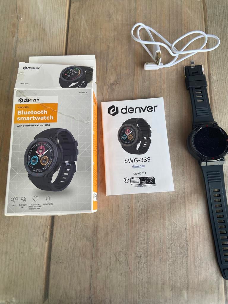 Denver bluetooth smartwatch, Sieraden, Tassen en Uiterlijk, Smartwatches, Ophalen of Verzenden, Slaap, Nieuw, Zwart
