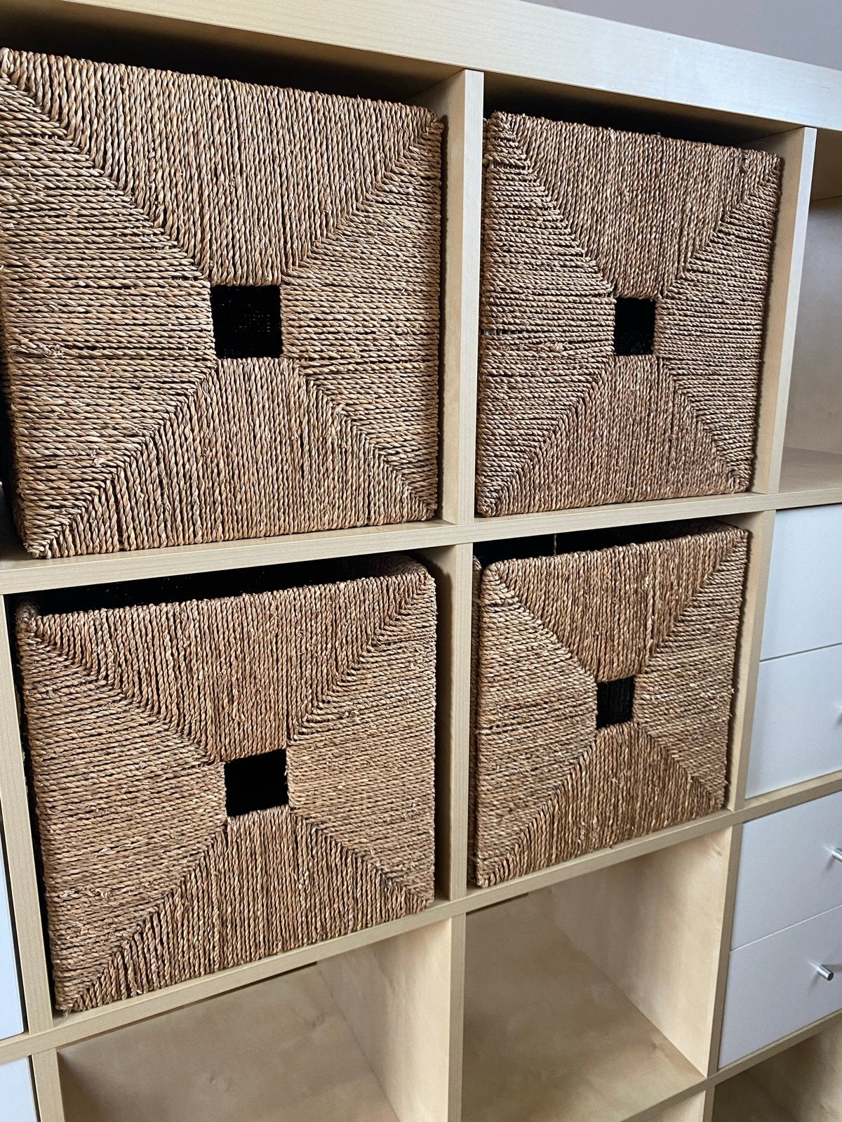 4x Gevlochten Opbergmanden van Zeegras - IKEA KALLAX, Huis en Inrichting, Ophalen, Gebruikt, Gevlochten, Mand