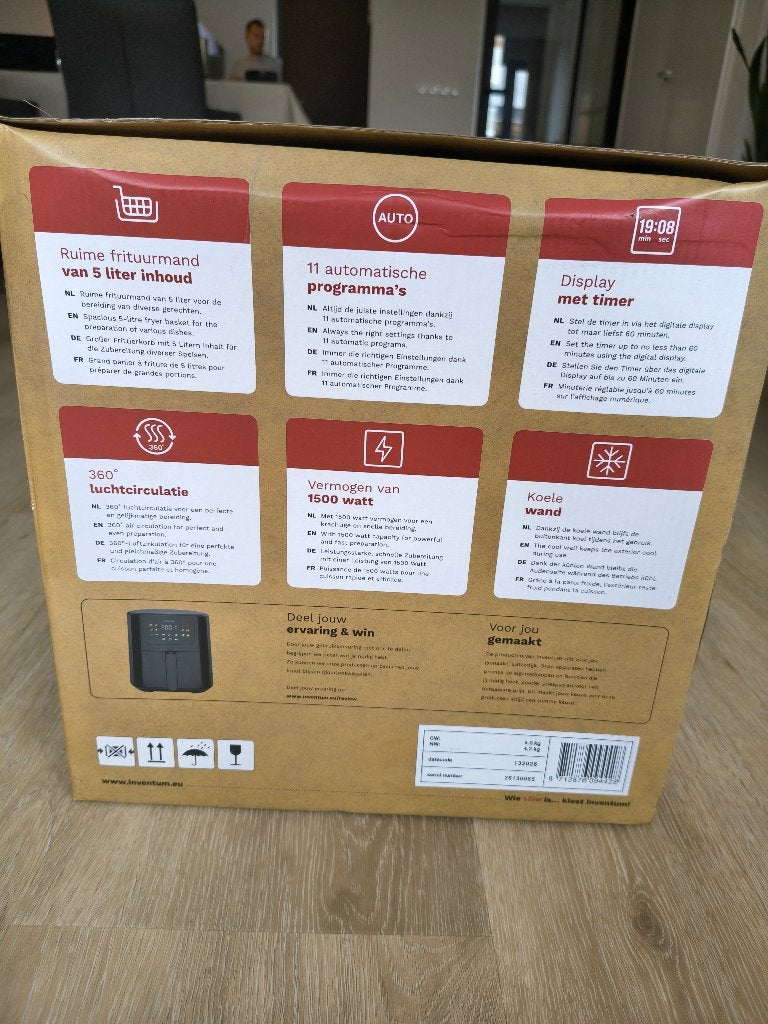 Inventum GF501HLDB Airfryer - 5 liter inhoud, Ophalen, Nieuw, Airfryer, 1500 gram of meer