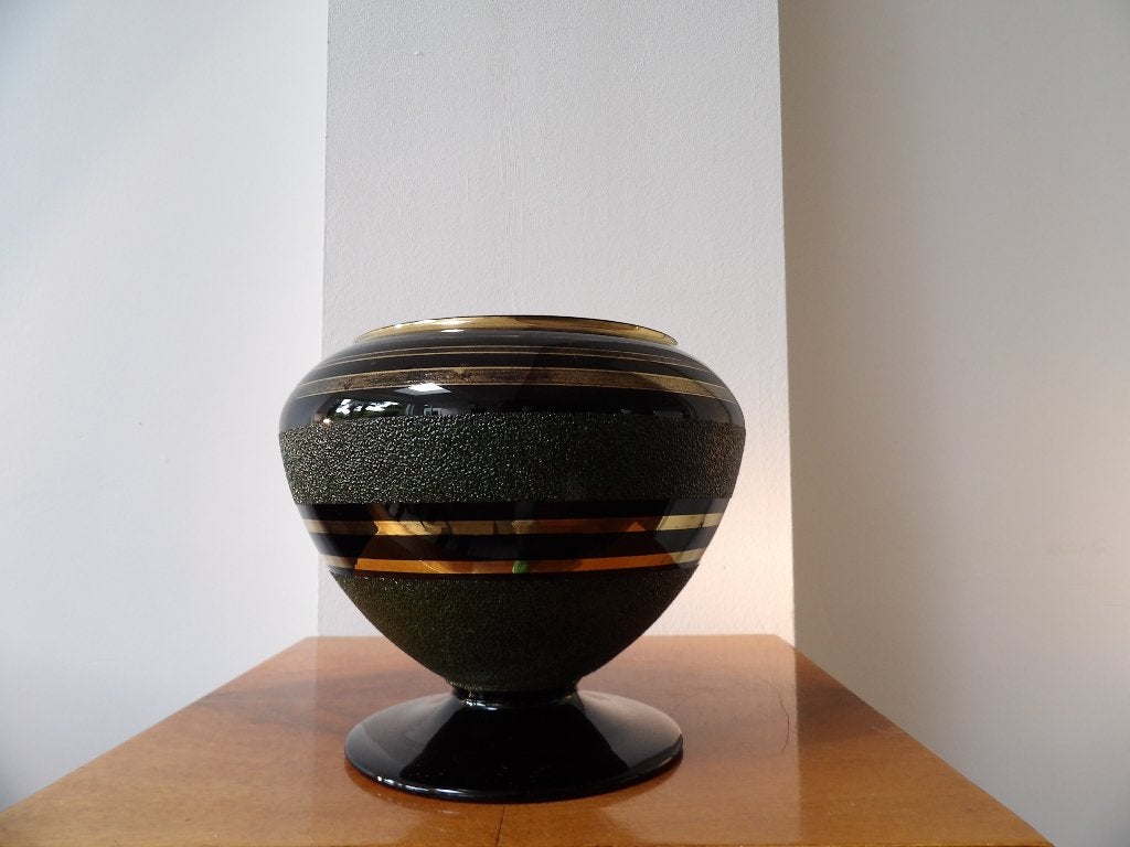 Art Deco Vaas Doyen, zwart/goud, Ophalen of Verzenden