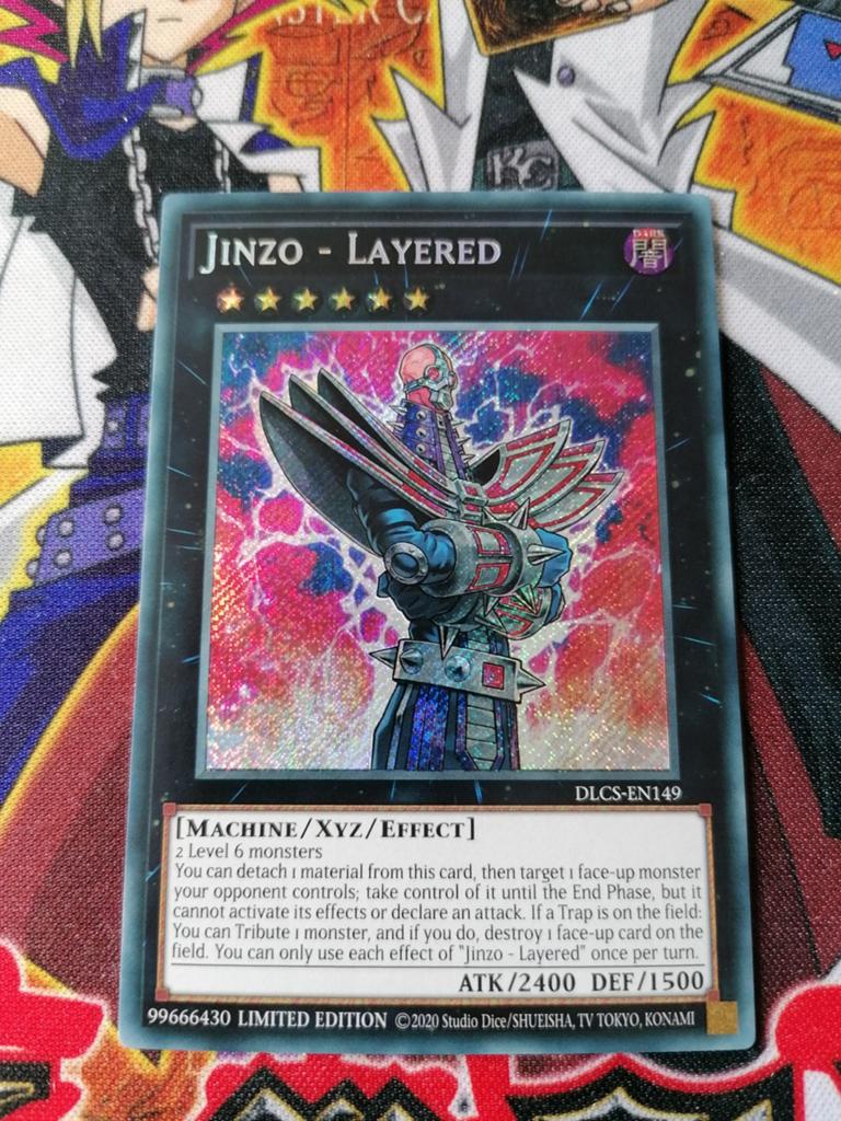 Jinzo Layered - Secret Rare DLCS - Yu-Gi-Oh, Ophalen of Verzenden, Zo goed als nieuw, Foil