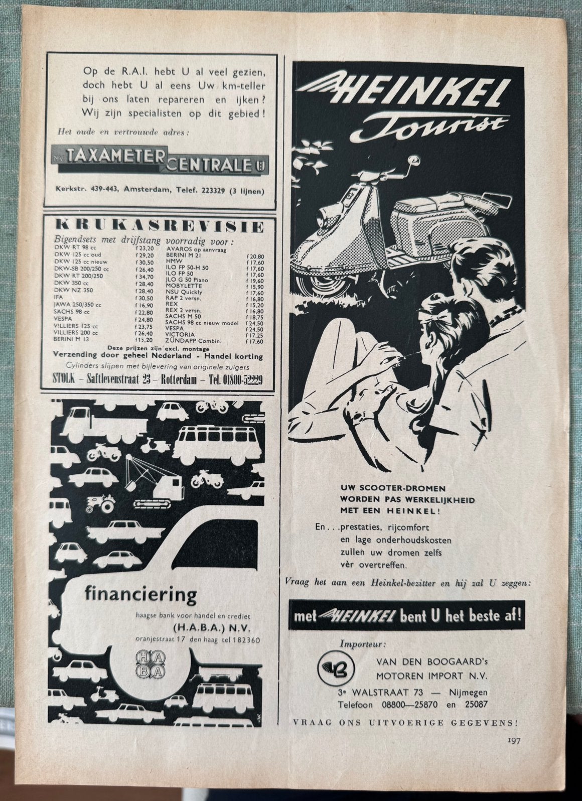 Advertentie Heinkel Tourist scooter, Ophalen of Verzenden, Zo goed als nieuw, Motoren