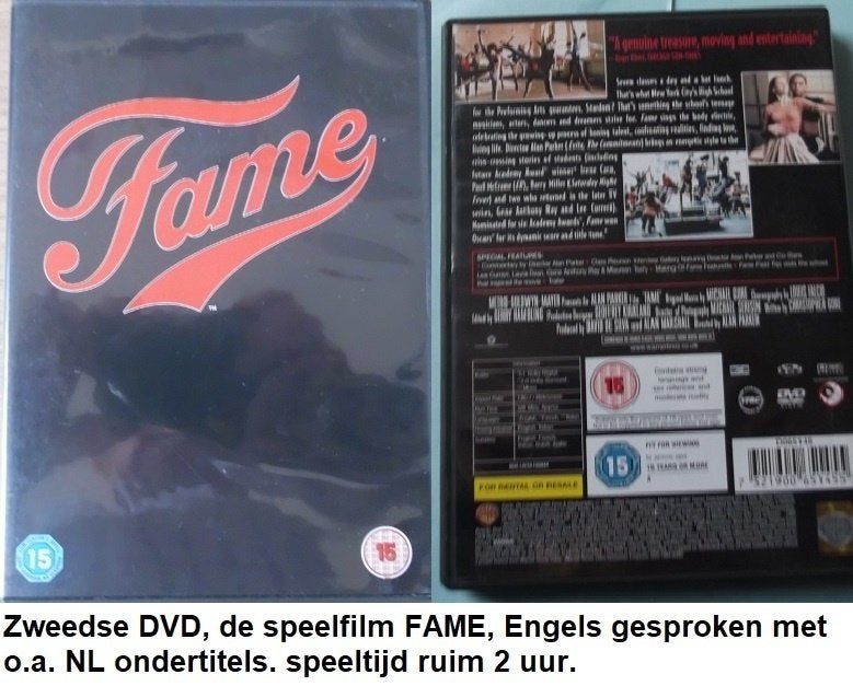 MUZIEK en DANS FILM "FAME" op dvd, Alle leeftijden, Ophalen of Verzenden, Zo goed als nieuw
