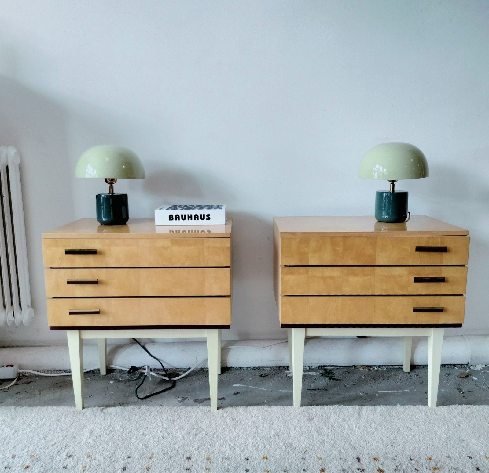 Vintage set van 2 nachtkastjes, Ophalen, Minder dan 45 cm, ., Zo goed als nieuw
