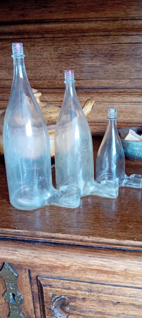 3 Oude glazen drinkflesjes, Antiek en Kunst, Ophalen of Verzenden